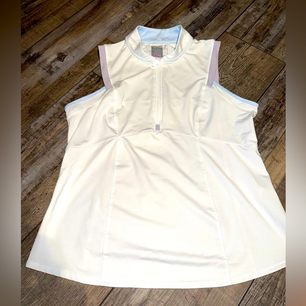 Lucky in Love White and Lavender Tank Top